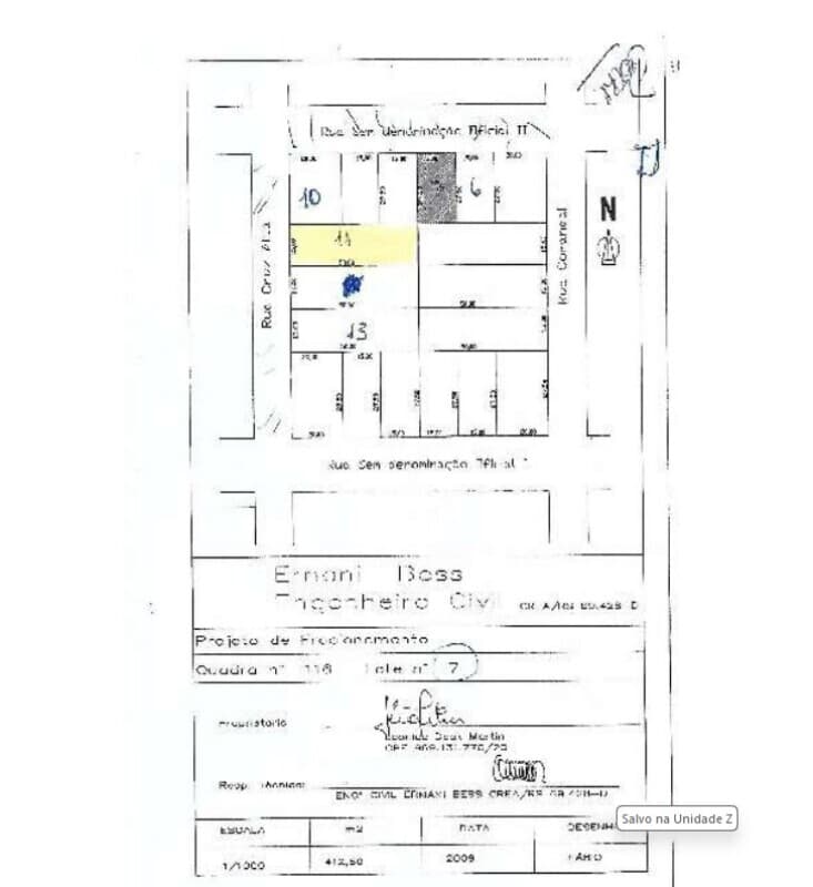 Terreno em leilão em Senador Salgado Filho - RS — LOTE 002-3 O lote urbano nº 11, da quadra nº 116, sem benfeitorias, com a área de 750m², com frente