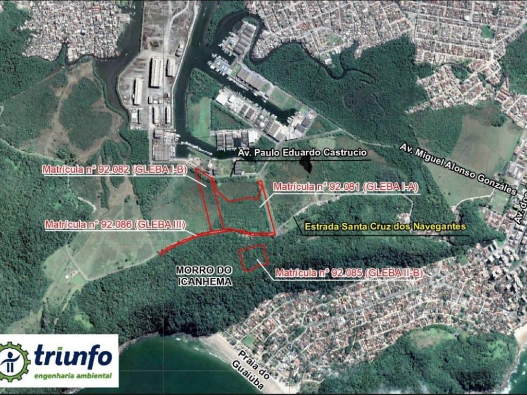 Foto 10 de 16: Terreno em leilão em Guarujá - SP — Oportunidade de Terreno para incorporação residencial, comercial e industrial - 131.431m², sendo 101.000m² plano - Astúrias CING