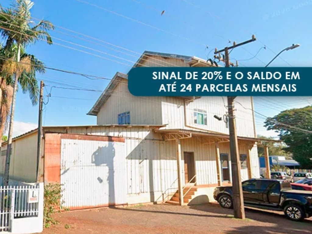 Foto 1 de 10: Comercial em leilão em Toledo - PR, bairro Vila Nova — Galpão Comercial 520 m² - Vila Nova - Toledo/PR e Equipamentos Industriais, Silos e Maquinário de Moinho