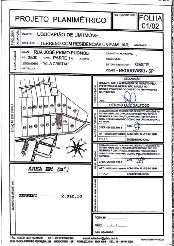Foto 15 de 16: Terreno em leilão em Brodowski - SP, bairro Recanto Tranquilo — LOTE 001 50% de EDÍCULA RESIDENCIAL em TERRENO de 2.400m² localizada no Bairro Recanto Tranquilo na