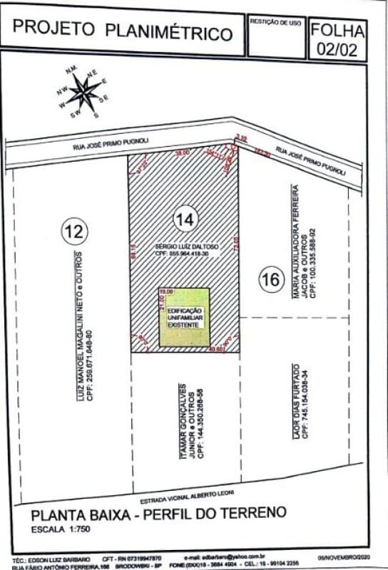 Foto 16 de 16: Terreno em leilão em Brodowski - SP, bairro Recanto Tranquilo — LOTE 001 50% de EDÍCULA RESIDENCIAL em TERRENO de 2.400m² localizada no Bairro Recanto Tranquilo na