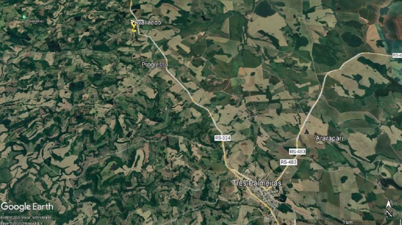 Foto 1 de 4: Terreno em leilão em Três Palmeiras - RS — LOTE 013 A área de 10.723,50m² (dez mil, setecentos e vinte e três metros e cinquenta decímetros qua