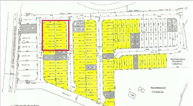 Foto 1 de 3: Terreno em leilão em Sorocaba - SP, bairro Boa Vista — LOTE 001 Terreno com 10 lotes da Quadra U totalizando 3.625,23 m², integrantes do loteamento “Jardim