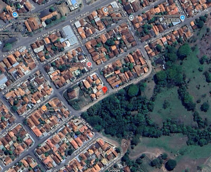 Terreno em leilão em Santa Rosa De Viterbo - SP — LOTE 001 Imóvel na Rua Santos Antonio, A.T. 311,48m², A.C. 368,66m², Santa Rosa de Viterbo/SP