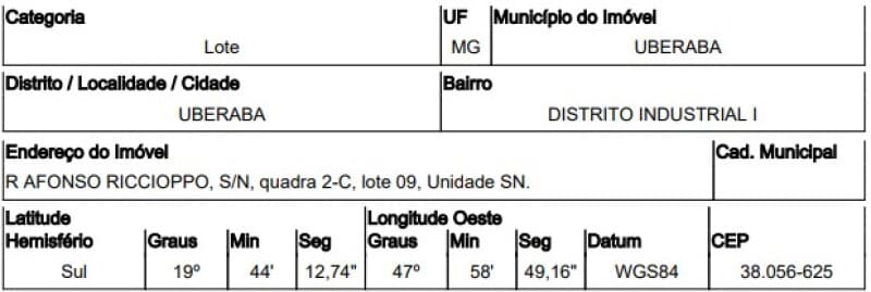 Terreno em leilão em Uberaba - MG — LOTE 184 TERRENO EM UBERABA/MG