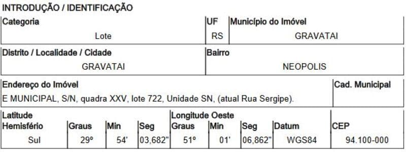 Terreno em leilão em Gravataí - RS — LOTE 427 TERRENO EM GRAVATAI/RS