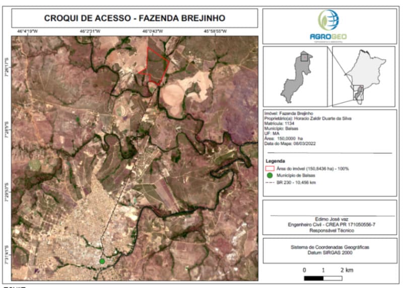 Foto 1 de 17: Area Rural em leilão em Balsas - MA — LOTE 001 Fazenda Brejinho localizada nas margens da BR-230 a 7km do centro de Balsas - MA, medindo 1