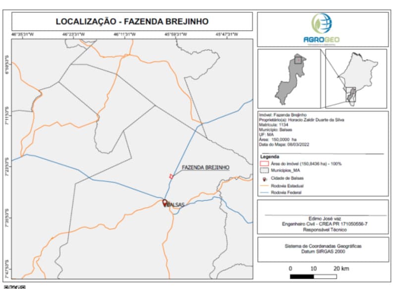 Foto 3 de 17: Area Rural em leilão em Balsas - MA — LOTE 001 Fazenda Brejinho localizada nas margens da BR-230 a 7km do centro de Balsas - MA, medindo 1