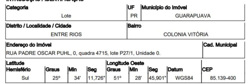 Terreno em leilão em Guarapuava - PR — LOTE 274 Terreno