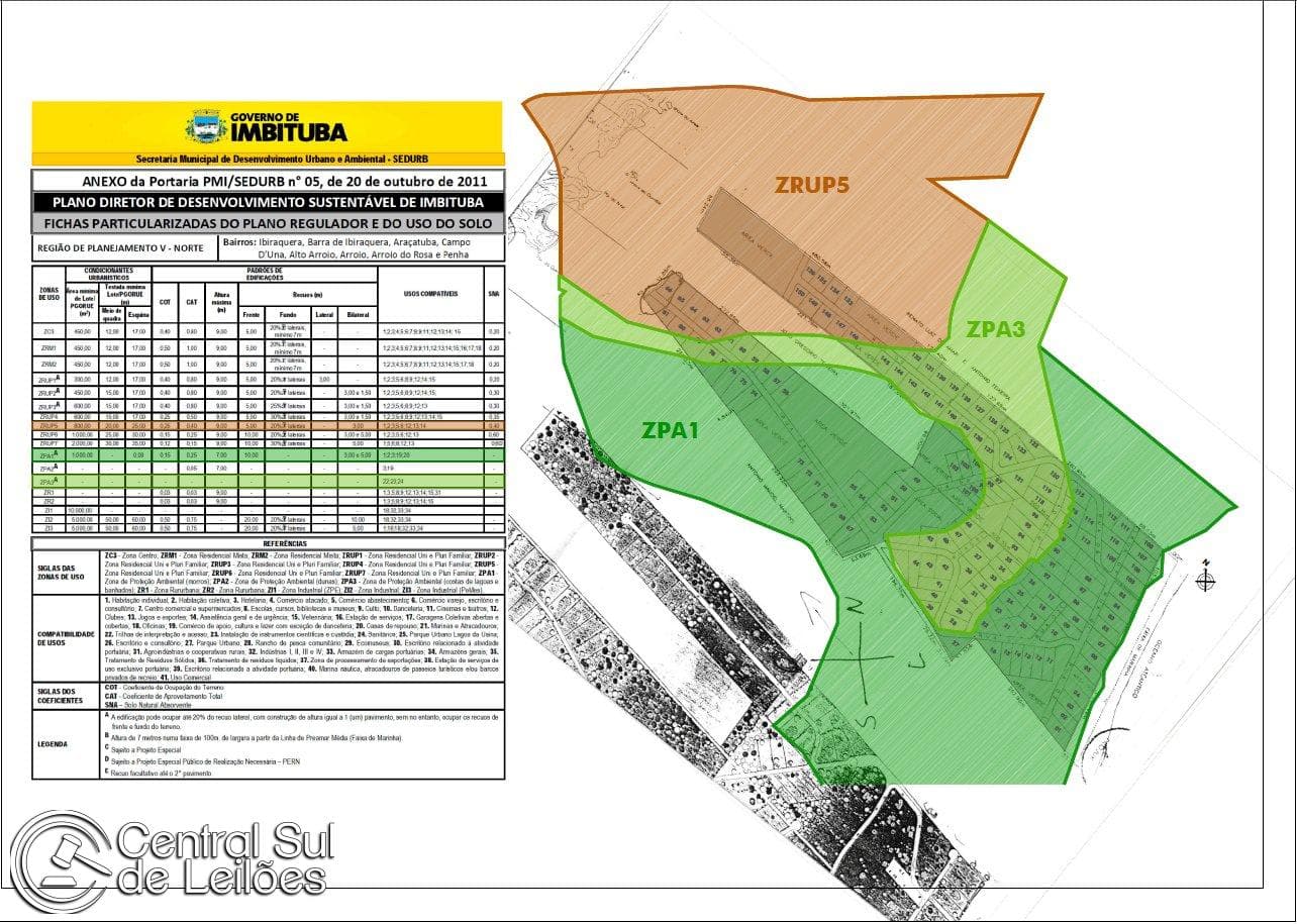 Foto 1 de 4: Terreno em leilão em Imbituba - SC, bairro Ibiraquera — Terreno com 11 Lotes, com área total de lotes de 195.935,95m², área média dos lotes de 1.306,23m², em Imbituba/SC