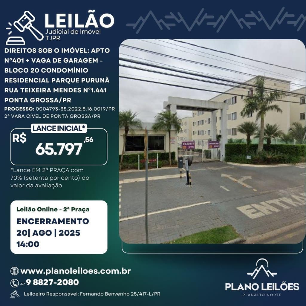 Apartamento em leilão em Ponta Grossa - PR — Apartamento Cond. Res. Parque Purunã