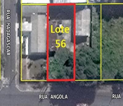 Foto 2 de 3: Terreno em leilão em Pinhais - PR, bairro Jardim Hipódromo — Lote de terreno nº 56, com uma edícula na Rua Angola, 207 ¿ Jardim Hipódromo ¿ Pinhais/PR
