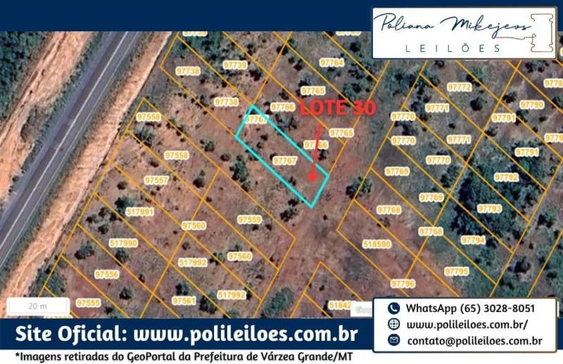 Foto 1 de 3: Terreno em leilão em Cuiabá - MT — Lote de Terreno Urbano nº 30, Q. 31, A.T. 360m², sem benfeitorias, próximo à MT-351, Loteamento Jardim Califórnia, Várzea Grande/MT