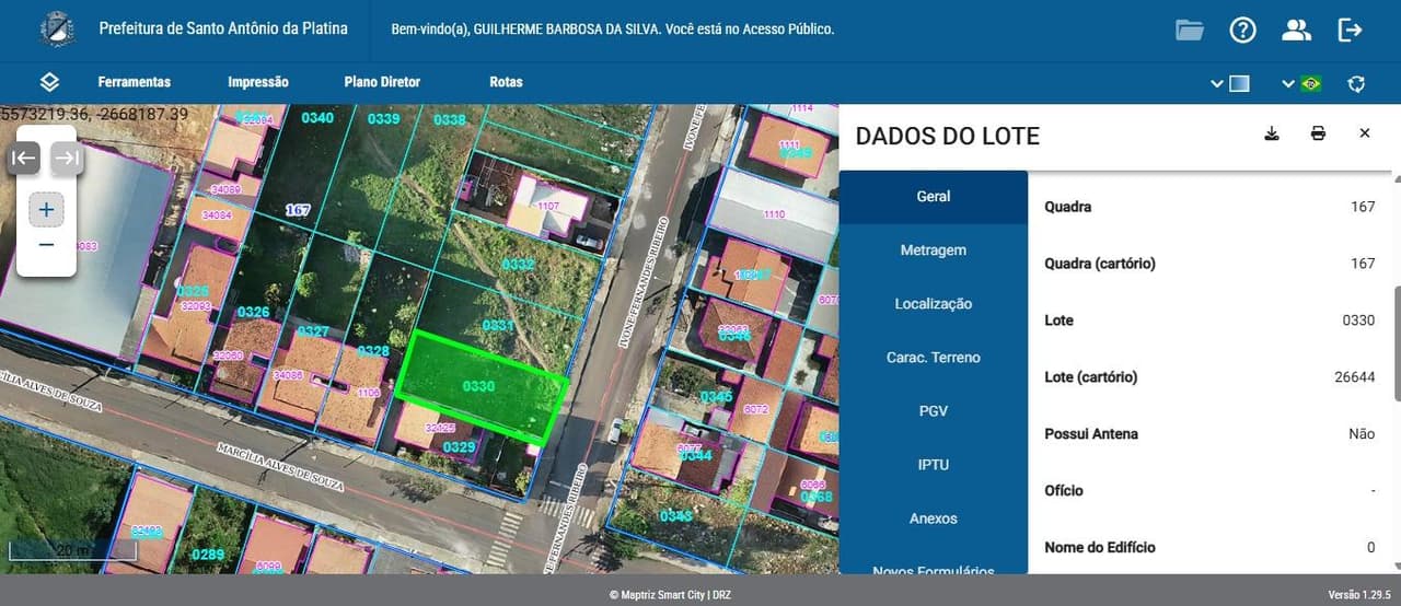 Foto 2 de 2: Terreno em leilão em Santo Antônio Da Platina - PR — Lote urbano nº 330 medindo 250,00m², do loteamento "JARDIM BELA MANHÃ", em Santo Antônio da Platina/PR