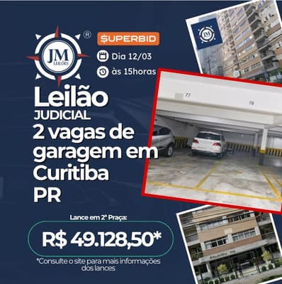 Foto 1 de 4: Vaga de Garagem em leilão em Curitiba - PR, bairro Água Verde — 2 Vagas de garagens nºs 77/78, Edificio Filadélfia Curitiba Pr