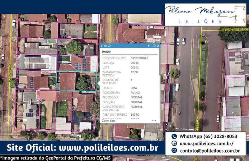 Foto 3 de 3: Terreno em leilão em Campo Grande - MS — Lote de terreno nº 12, da quadra nº 30, AT 300m², no loteamento Guanandi II, Campo Grande/MS