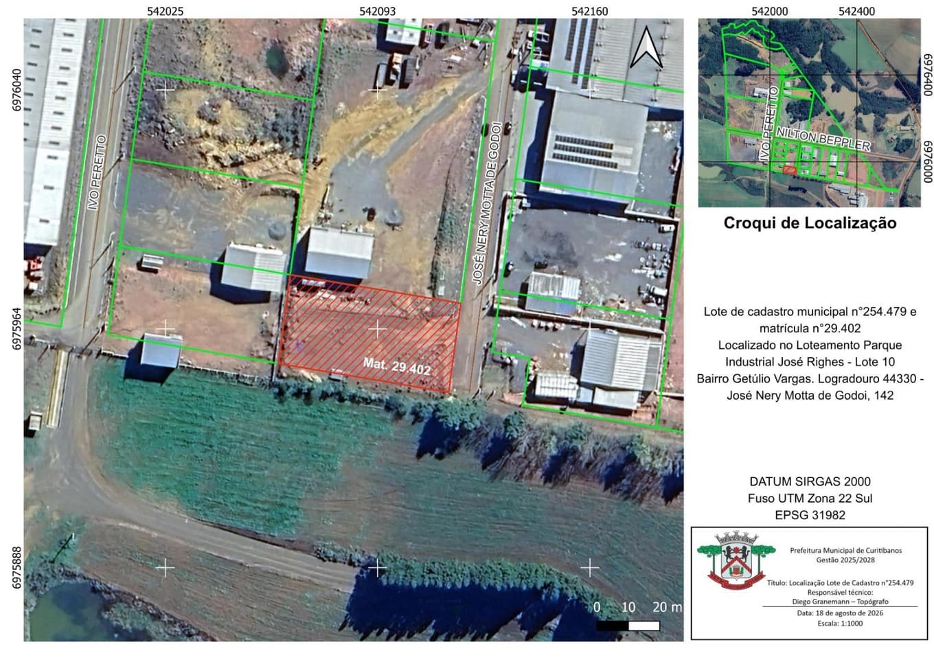 Foto 4 de 4: Terreno em leilão em Curitibanos - SC — LOTE Nº 10 DA QUADRA Q¿02¿ LOCALIZADO NO PARQUE INDUSTRIAL JOSÉ RIGHES, MUNICÍPIO DE CURITIBANOS-SC COM A ÁREA DE 1.568,25M²