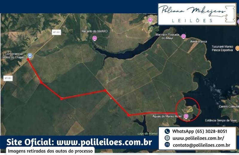 Area Rural em leilão em Chapada Dos Guimarães - MT — 7,6602has Desmembrada de Área Maior Fazenda São José, Área Originária de 70ha, localizada no limite com a margem do Lago do Manso, em Chapada dos Guimarães/MT