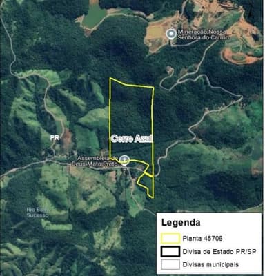 Area Rural em leilão em Cerro Azul - PR — Área Rural - 45,07ha, Planta 45706, Desocupado em Cerro Azul/PR
