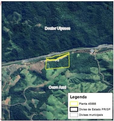Area Rural em leilão em Cerro Azul - PR — Área Rural - 12,10ha, Plantas 45888, Desocupado em Cerro Azul/PR