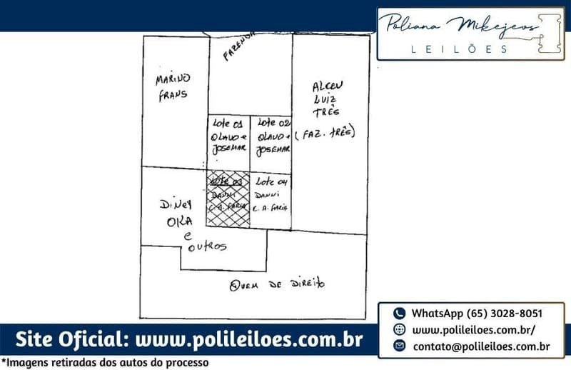 Foto 2 de 2: Terreno em leilão em Diamantino - MT — 629,375ha equivalentes a 50% do lote de terras, desmembrados do lote Santa Lúcia, denominado Lote 03, em Diamantino/MT, matrícula nº 4.631