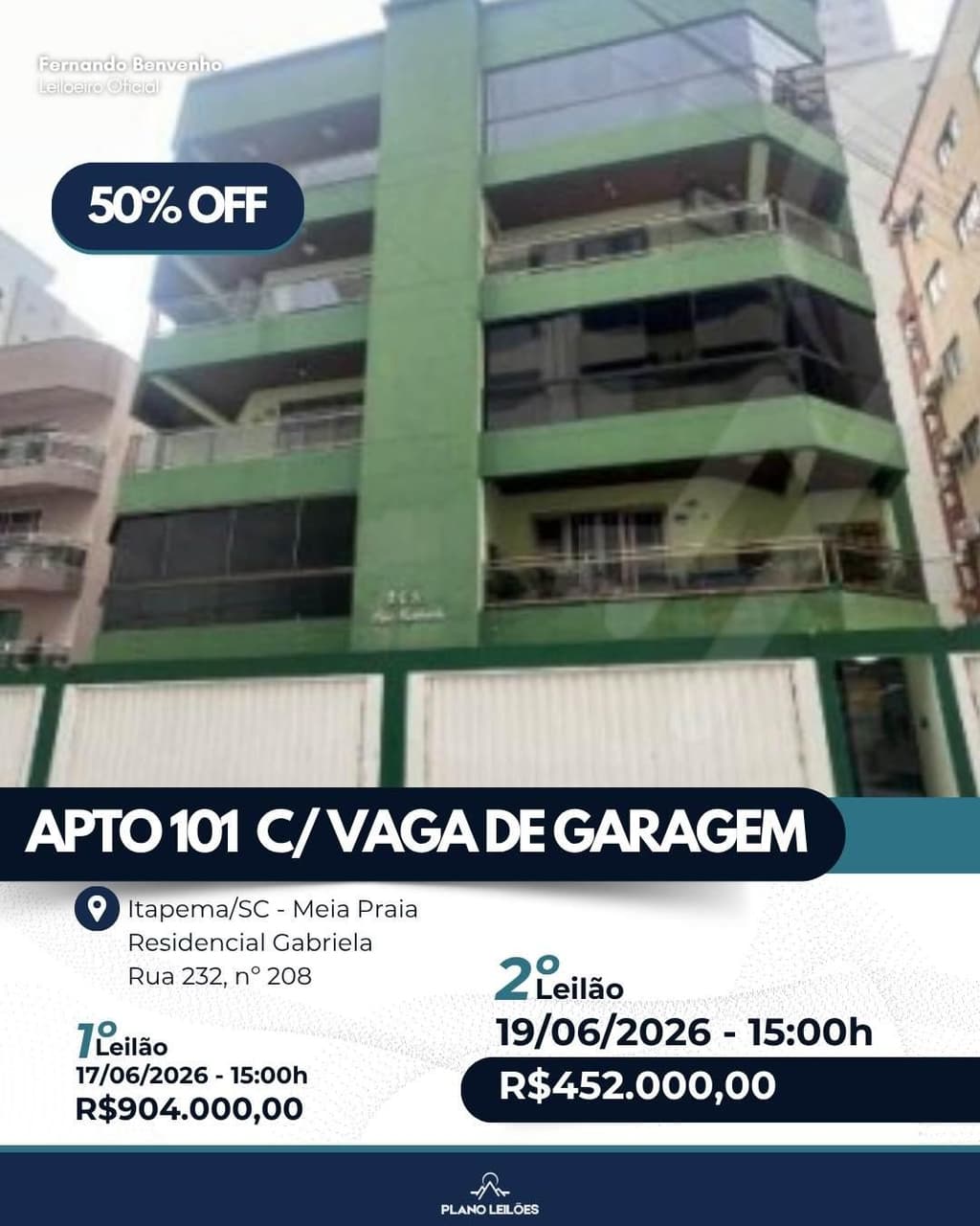 Foto 1 de 4: Apartamento em leilão em Itapema - SC, bairro Andorinha — Apartamento Meia Praia