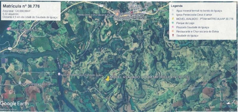 Foto 3 de 4: Area Rural em leilão em Saudade Do Iguaçu - PR — IMÓVEL RURAL COM ÁREA TOTAL DE 128.686 m2- Em SAUDADE DO IGUAÇU/PR