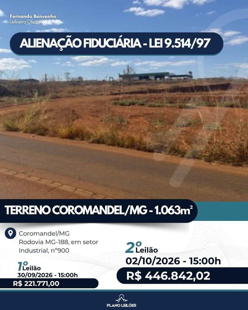 Foto 2 de 2: Terreno em leilão em Coromandel - MG — Terreno 1063.32m², Coromandel/MG