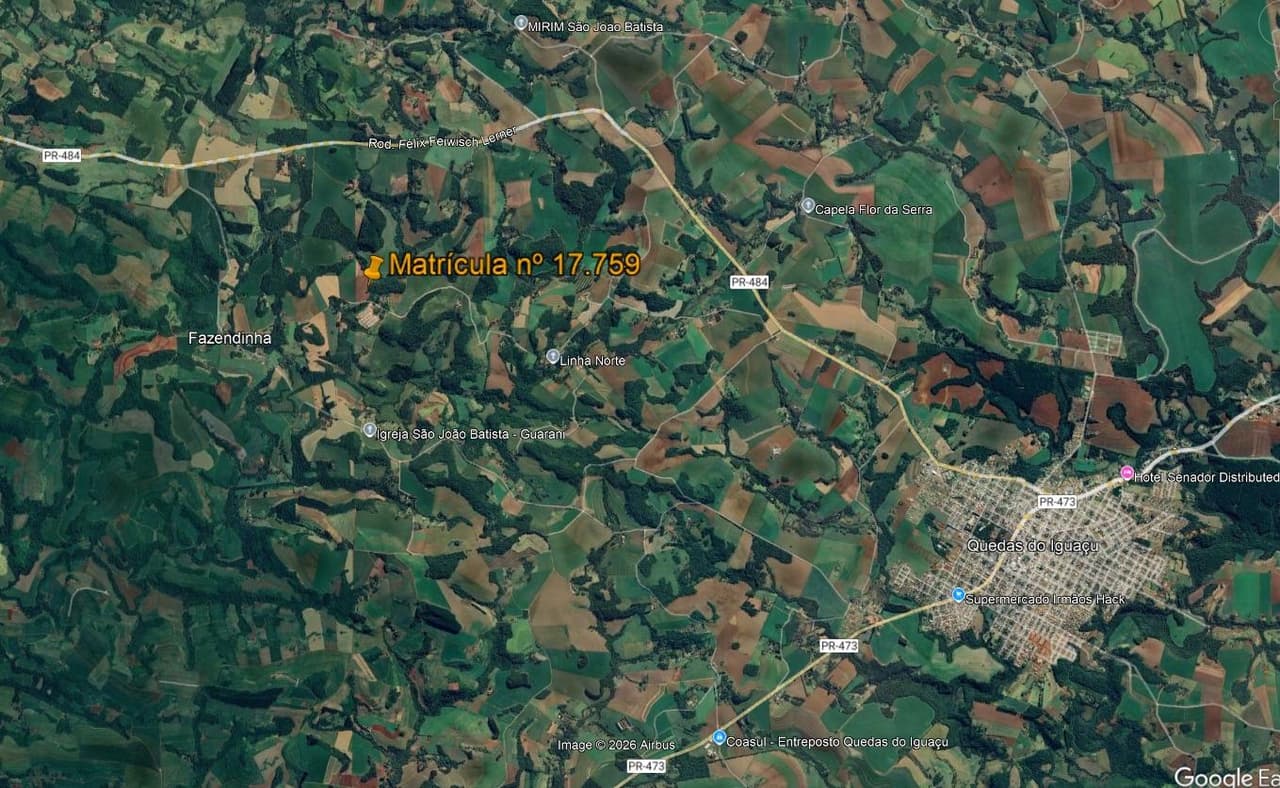 Foto 1 de 2: Area Rural em leilão em Quedas Do Iguaçu - PR — imóvel rural, constituído pelo lote 162-A, do Imóvel Rio das Cobras, com área de 134.024,00m² localizado em Quedas do Iguaçu/PR