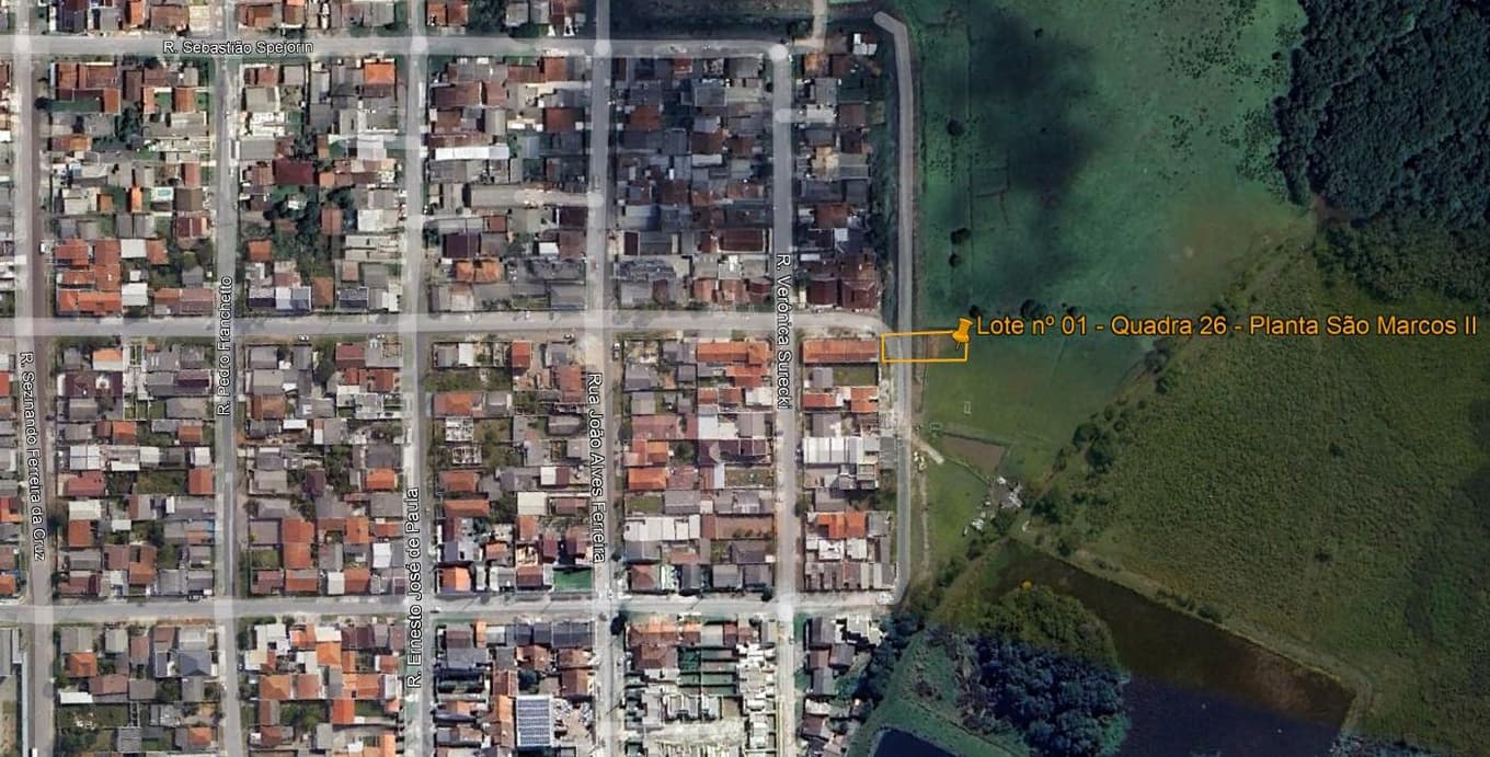 Terreno em leilão em São José Dos Pinhais - PR — Terreno urbano com área de 432m², situado na planta São Marcos II, São José dos Pinhais/PR