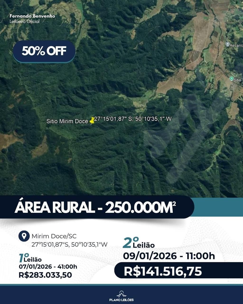 Area Rural em leilão em Mirim Doce - SC — Sitio Mirim Doce/SC