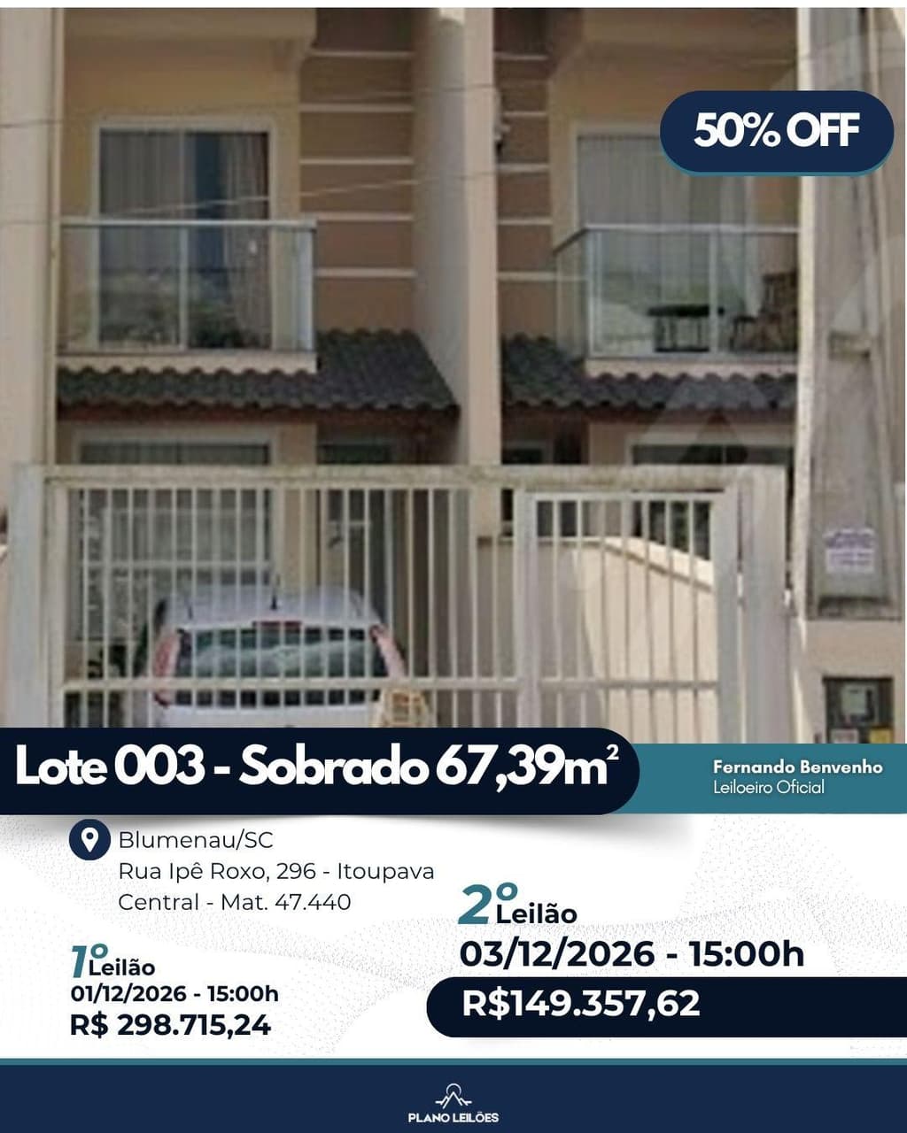 Foto 1 de 2: Apartamento em leilão em Blumenau - SC, bairro Itoupava Central — Unidade 2 pavimentos 72,78m², Itoupava Central, Blumenau/SC