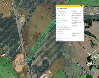 Terreno em leilão em São José Dos Pinhais - PR — Terreno Rural com área de 69.216,89m² e com benfeitoria - São José dos Pinhais/PR