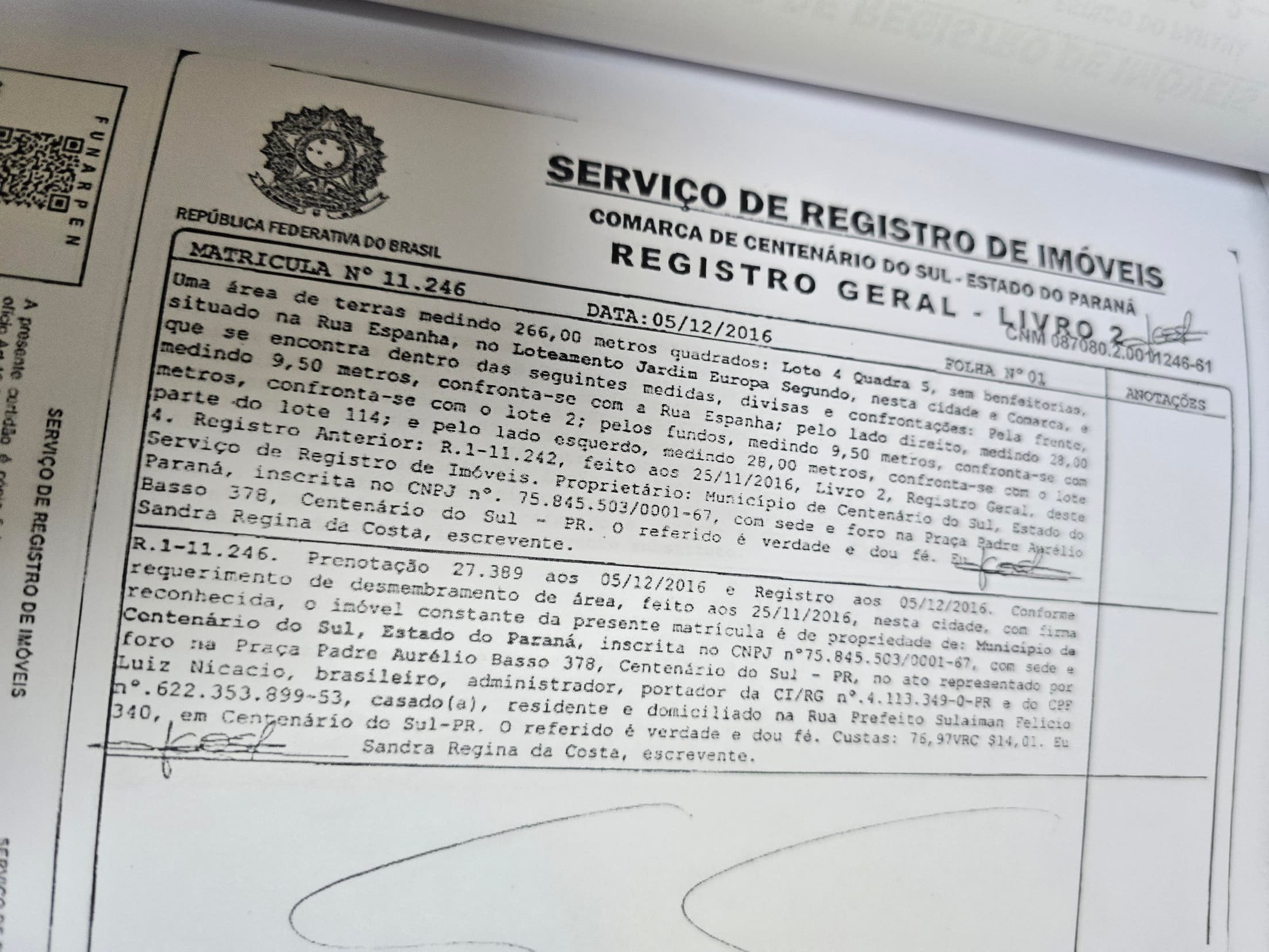 Foto 2 de 3: Imóvel em leilão em Centenário Do Sul - PR — Imóvel Matricula: 11.246