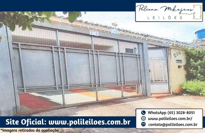 Casa em leilão em Cassilândia - MS — Casa Residencial, em parte dos Lotes nº 08 e 09, Q. 62, A.T. 230m², A.C. aprox. 175,48m², dos quais apenas 98m² constam averbadas, no Centro, Cassilândia/MS