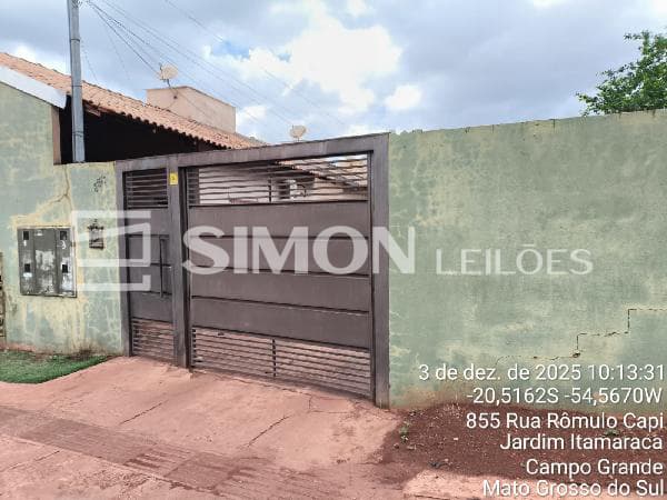 Casa em leilão em Campo Grande - MS, bairro Jardim Itamaraca — CAMPO GRANDE/MS, RUA ROMULO CAPPI, N. 850, CS03, JARDIM ITAMARACA, CASA, 50,12M² DE ÁREA PRIVATIVA, 2 QTS, WC, SL, COZINHA, IPTU: 9650070337, MATRÍCULA: 245800, OFÍCIO: 1, AVALIAÇÃO: R$ 145.000,00