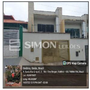 Casa em leilão em Goiânia - GO — GOIANIA/GO, RESIDENCIAL ALESSANDRA J N P, RUA SANTA RITA, N. SN, LT 20, QD 04, SOBRADO 01, RESIDENCIAL CLEA BORGES, CASA, 152,98M² DE ÁREA PRIVATIVA, 176,53M² DE ÁREA DO TERRENO, 3 QTS, A.SERV, WC, SL