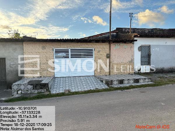 Casa em leilão em Nossa Senhora Do Socorro - SE, bairro Jardim — NOSSA SENHORA DO SOCORRO/SE, CONJUNTO DOMESTICA II, RUA C, N. 160, QD 02, LT 08, JARDIM, CASA, 27M² DE ÁREA PRIVATIVA, 144M² DE ÁREA DO TERRENO, 2 QTS, A.SERV, WC, COZINHA, IPTU: 3052343030601, MATRÍC
