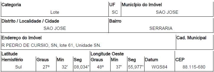 Terreno em leilão em São José - SC, bairro Serraria — Terreno 316,8m², SERRARIA, SAO JOSE SC
