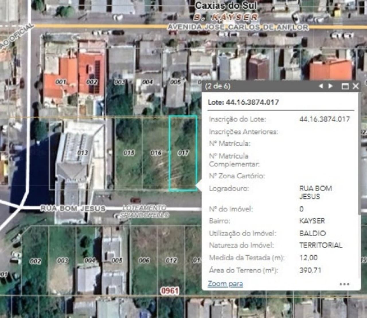 Terreno em leilão em Caxias Do Sul - RS, bairro Kaysers — TERRENO DE 390,72m²  NO LOTEAMENTO SPIANDORELLO EM CAXIAS DO SUL/RS