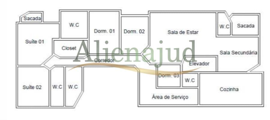 Foto 5 de 8: Apartamento em leilão em Santos - SP — Apart. c/ área útil de 192,180000m² localizado na Rua Dr. Alfredo Porchat Apart. c/ área útil de 192,180000m² localizado na Rua Dr. Alfredo Porchat