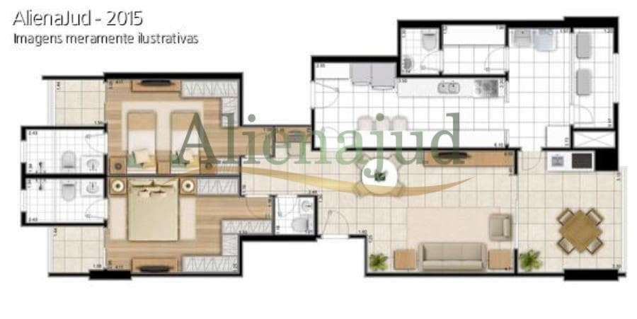 Foto 3 de 4: Apartamento em leilão em Santos - SP — Alienação FiduciáriaVille de France APTO-AU 128m²-Aparecida-Santos/SP