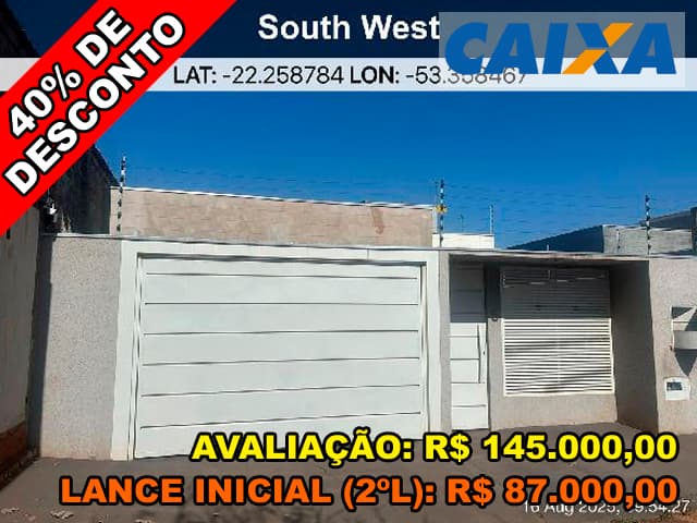 Foto 1 de 2: Casa em leilão em Nova Andradina - MS, bairro Universitario — Lote 172