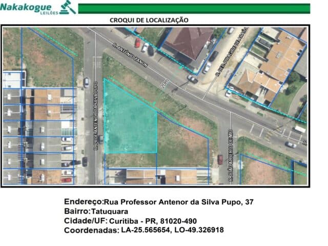 Foto 1 de 10: Terreno em leilão em Curitiba - PR, bairro Tatuquara — LOTE DE TERRENO NO 01 (UM), DA QUADRA N° 05 (CINCO), DA PLANTA MORADIAS LAGUNA II