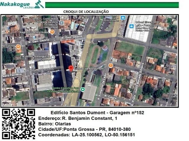 Foto 5 de 9: Vaga de Garagem em leilão em Ponta Grossa - PR — GARAGEM NO 152 CENTO E CINQUENTA E DOIS 2° PAVIMENTO OU TERREO COM ENTRADA PELA RUA SANTOS DUMONT S/NO DO CONDOMINIO ED