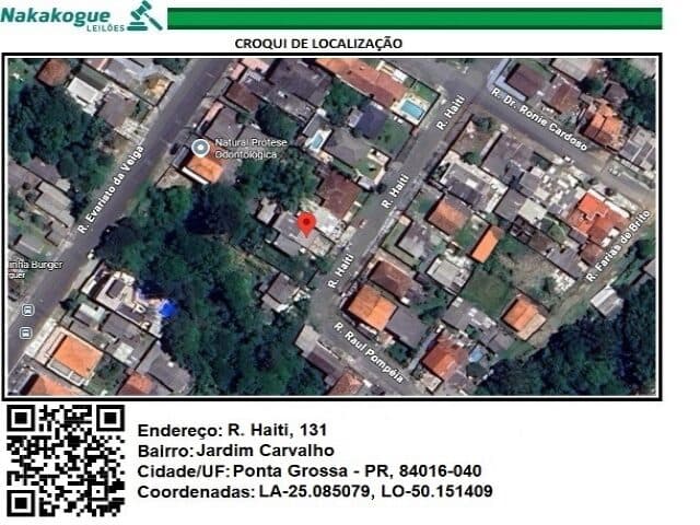 Foto 4 de 8: Casa em leilão em Ponta Grossa - PR, bairro Jardim Carvalho — FRACAO IDEAL DE 10% DO IMOVEL URBANO: LOTE DE TERRENO N° 371/A, DA QUADRA N° 33 (TRINTA E TRES), DE FORMA RETANGULAR,