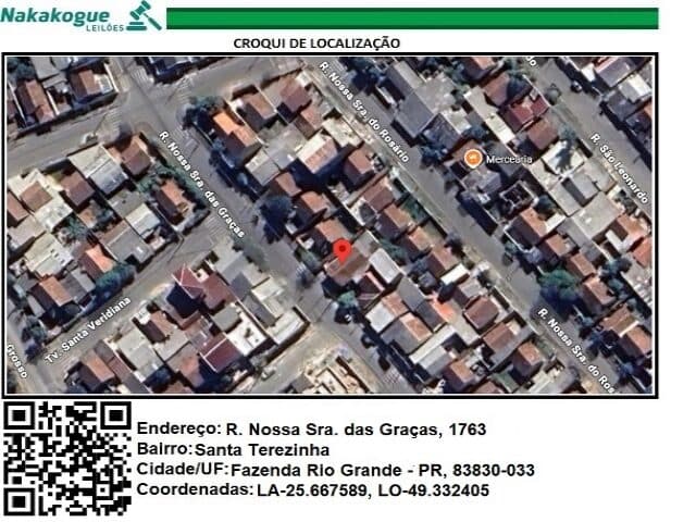 Foto 1 de 10: Terreno em leilão em Fazenda Rio Grande - PR, bairro Santa Terezinha — IMÓVEL EM FAZENDA RIO GRANDE -  RUA NOSSA SENHORA DAS GRAÇAS, 1763, SANTA TEREZINHA