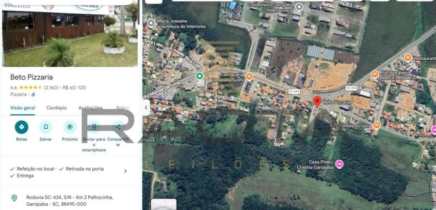 Foto 3 de 7: Terreno em leilão em Palhoça - SC — terreno com 1090,12m2 e 409,27 do prédio terreno praia Garopaba com 1090,,12m2