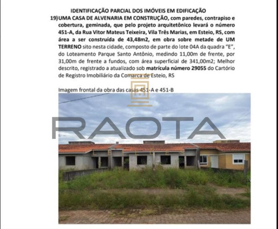 Foto 4 de 7: Casa em leilão em Esteio - RS, bairro Três Marias — 18 casas em Esteio com 43,48m2 cada construidas 36 casas em Esteio com 43,48m2 cada