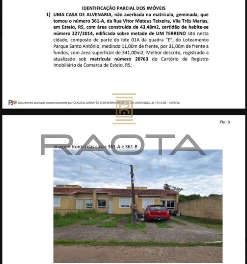 Foto 2 de 7: Casa em leilão em Esteio - RS, bairro Três Marias — 18 casas em Esteio com 43,48m2 cada construidas 36 casas em Esteio com 43,48m2 cada